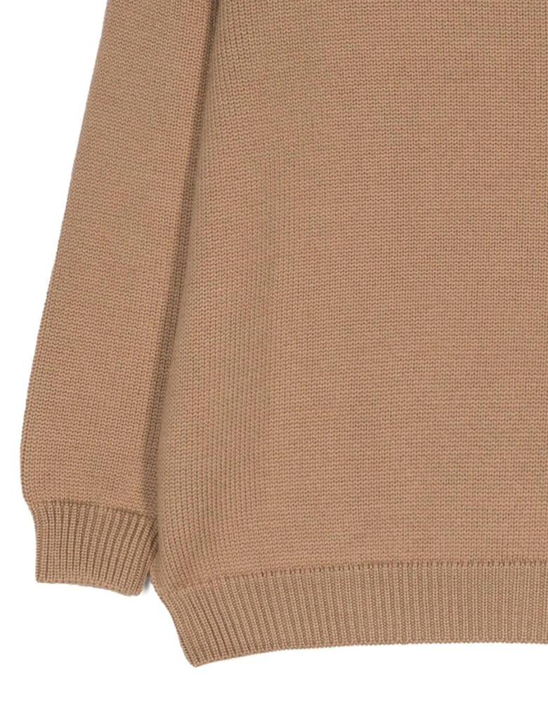 Kids Wool Knitted Logo Jumper in Brown