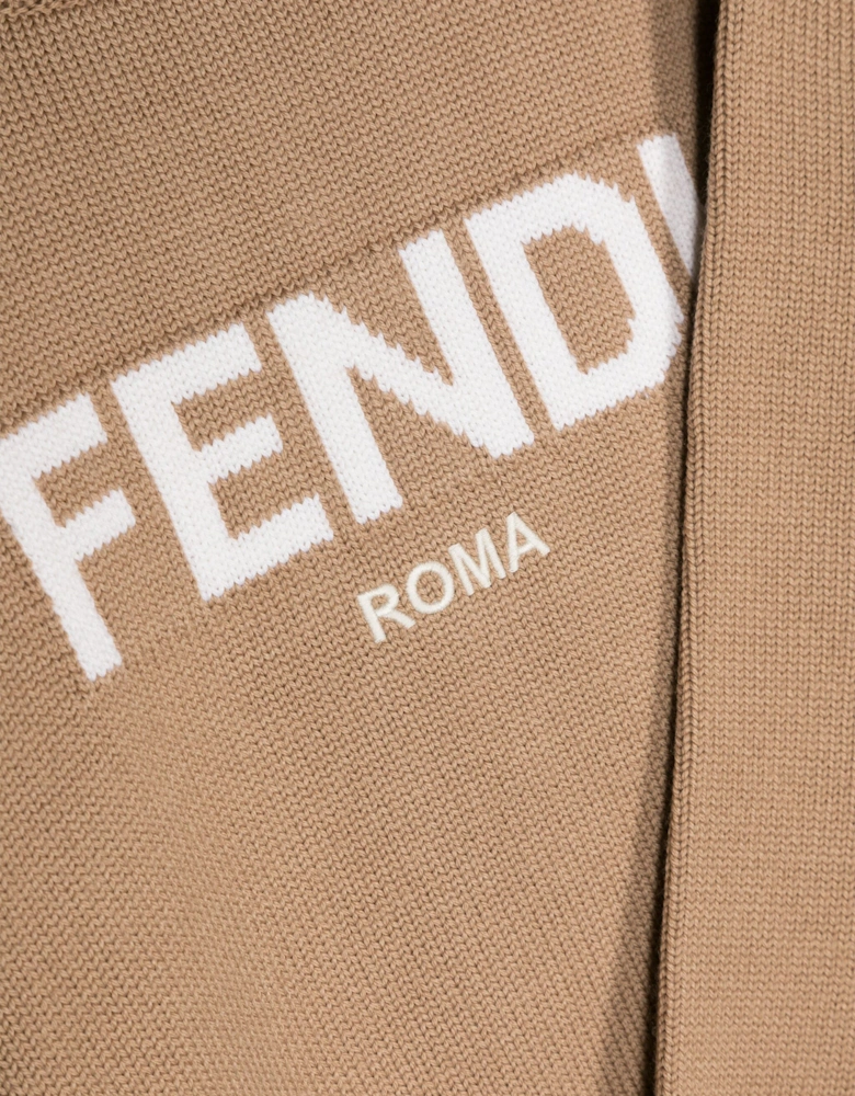 Kids Wool Knitted Logo Jumper in Brown