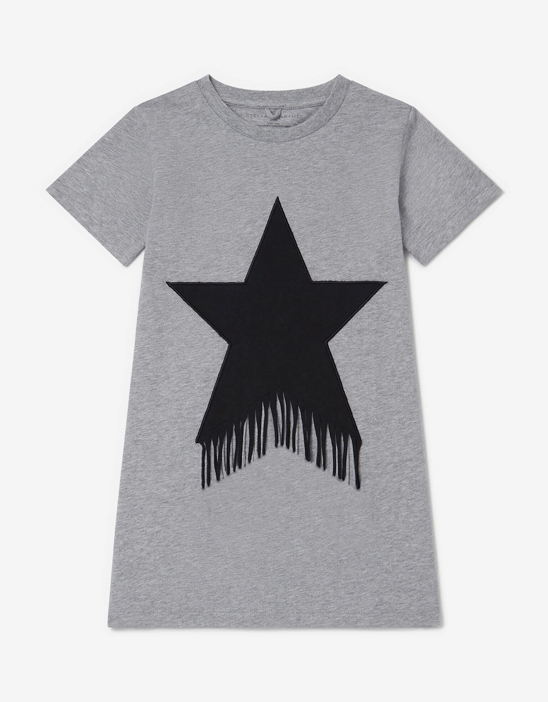 Girls Fringed Star Jersey Dress in Grey, 5 of 4