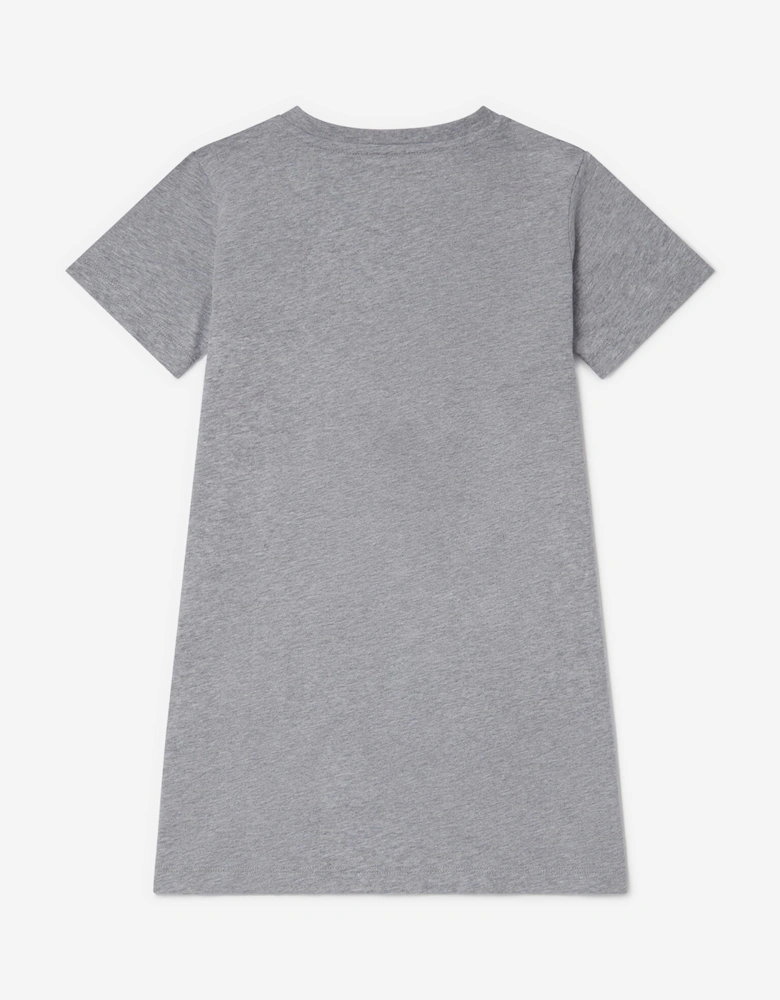 Girls Fringed Star Jersey Dress in Grey
