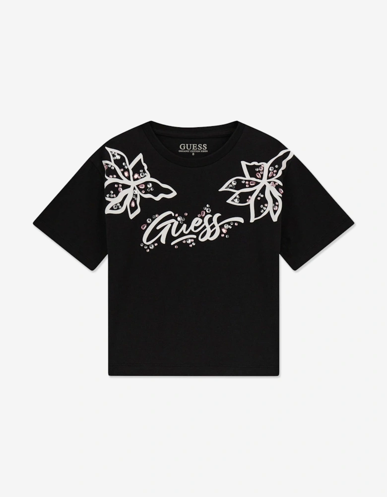 Girls Midi Logo T-Shirt in Black