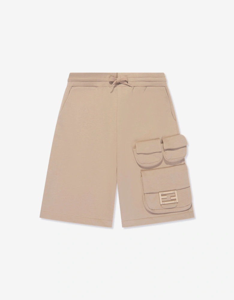 Boys Baguette Pocket Cargo Shorts in Beige
