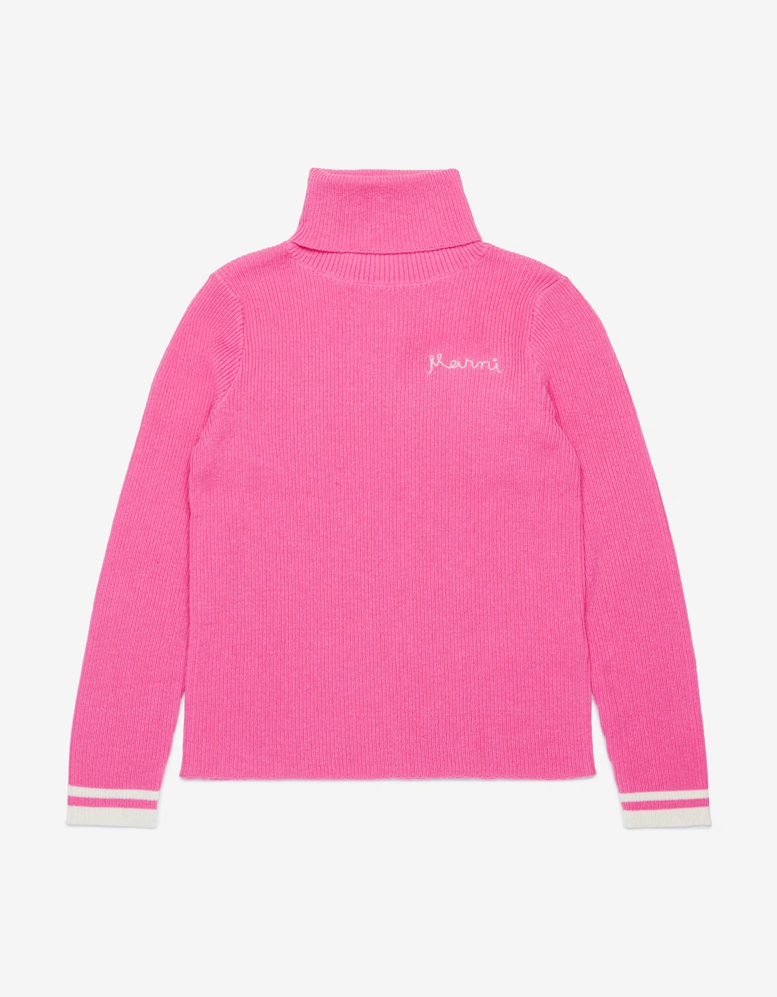 Girls Knitted Roll Neck Jumper in Pink, 5 of 4