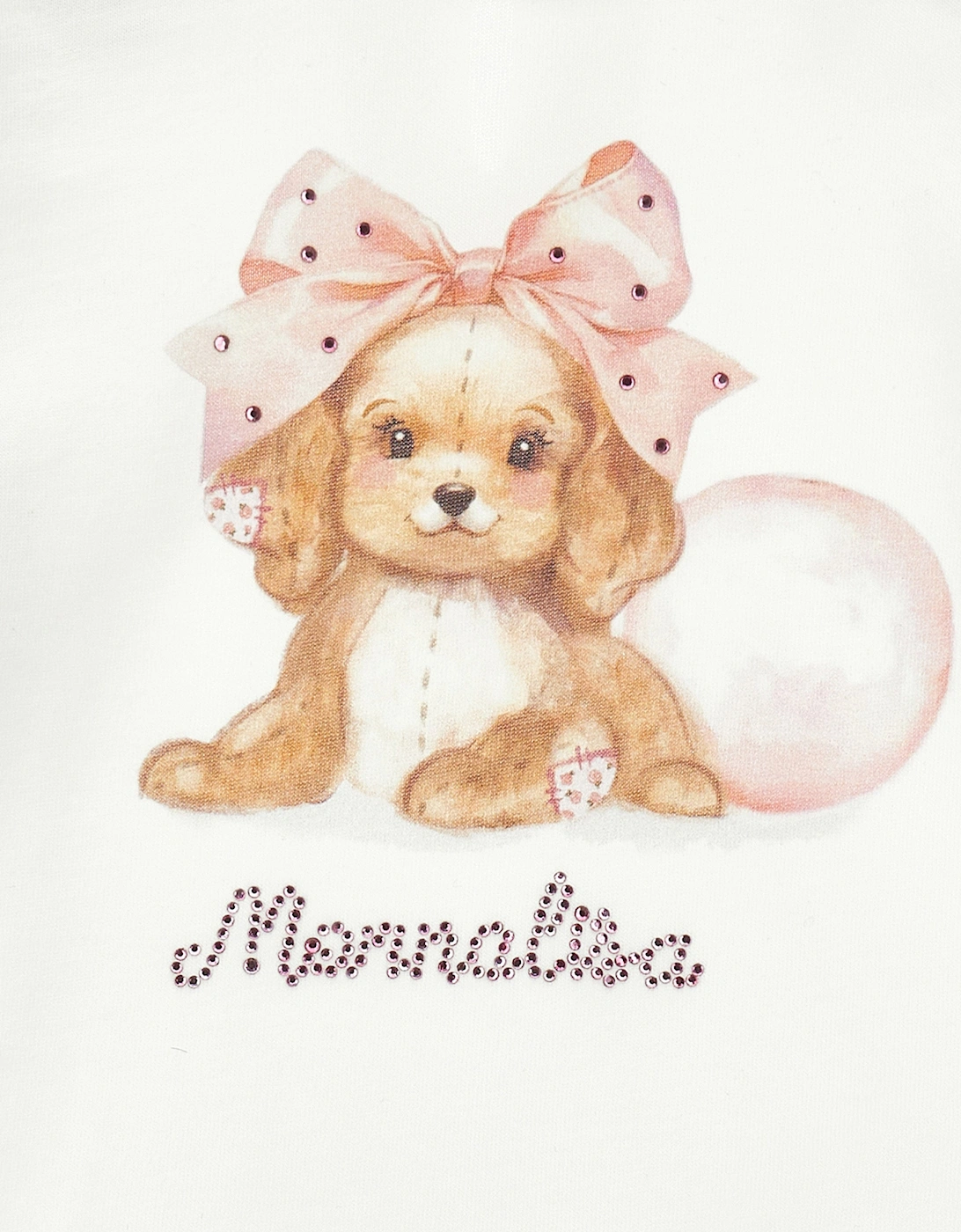 Baby Girls Long Sleeve Puppy T-Shirt in Ivory
