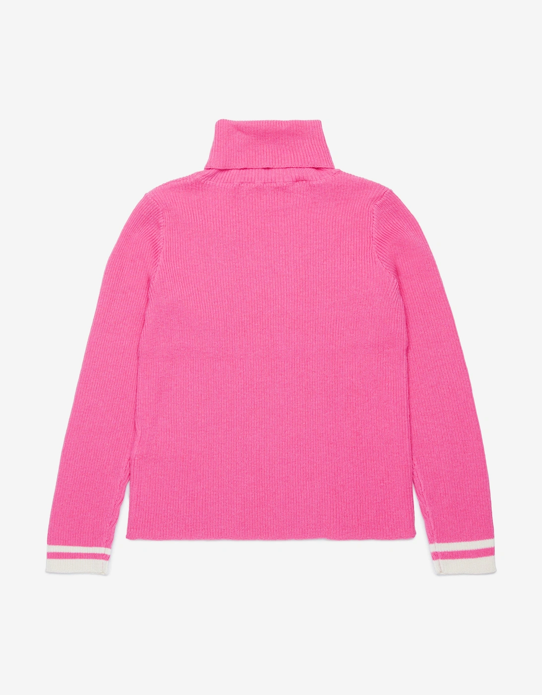Girls Knitted Roll Neck Jumper in Pink