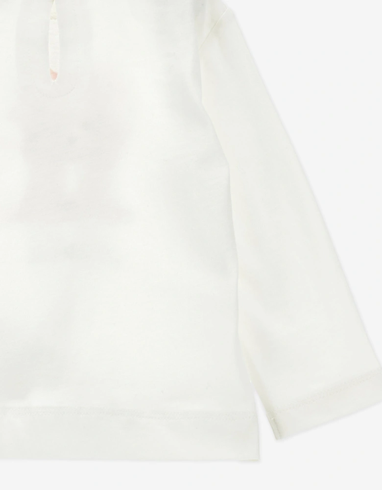 Baby Girls Long Sleeve Puppy T-Shirt in Ivory