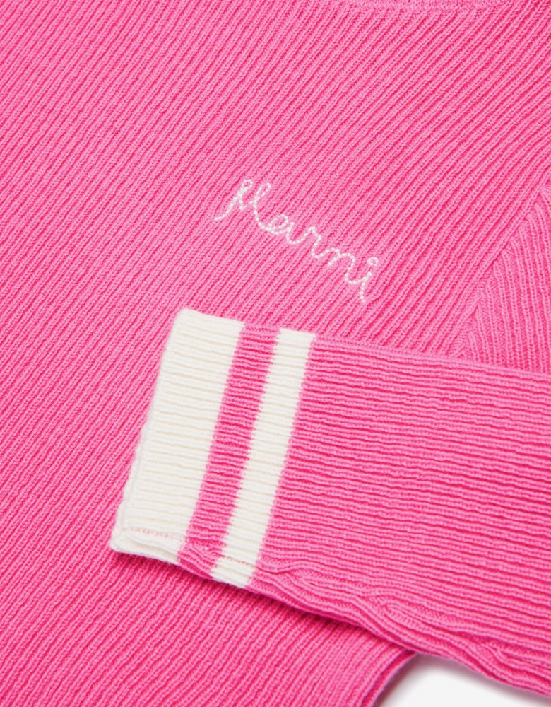 Girls Knitted Roll Neck Jumper in Pink