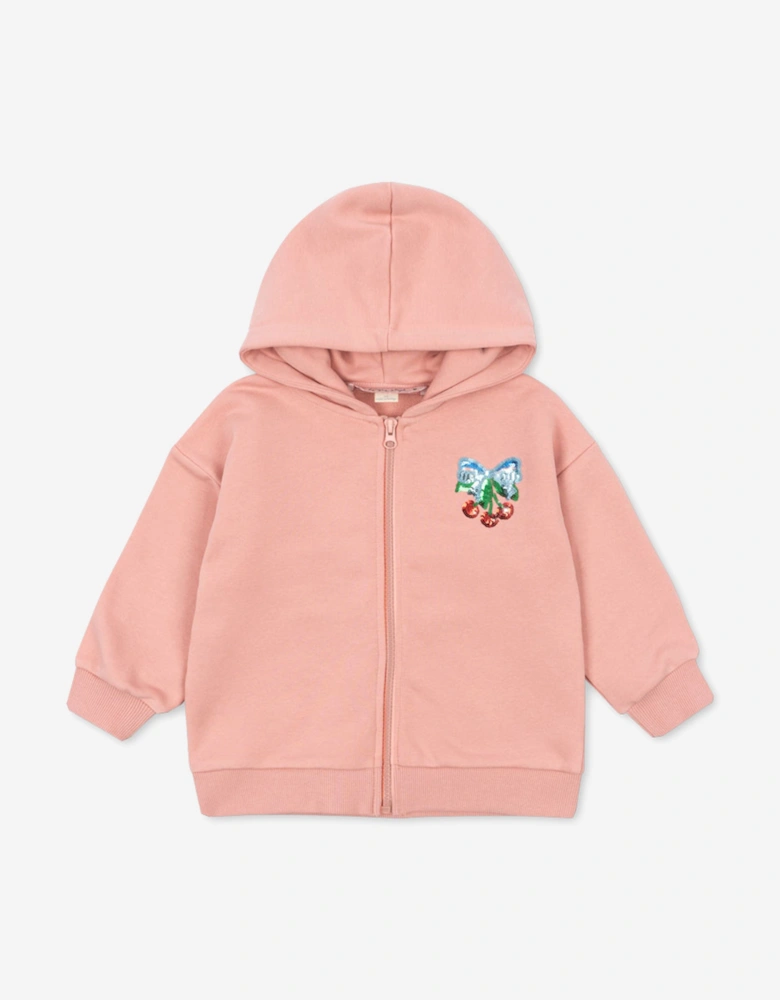Girls Lou Sequin Zip Up Top in Pink