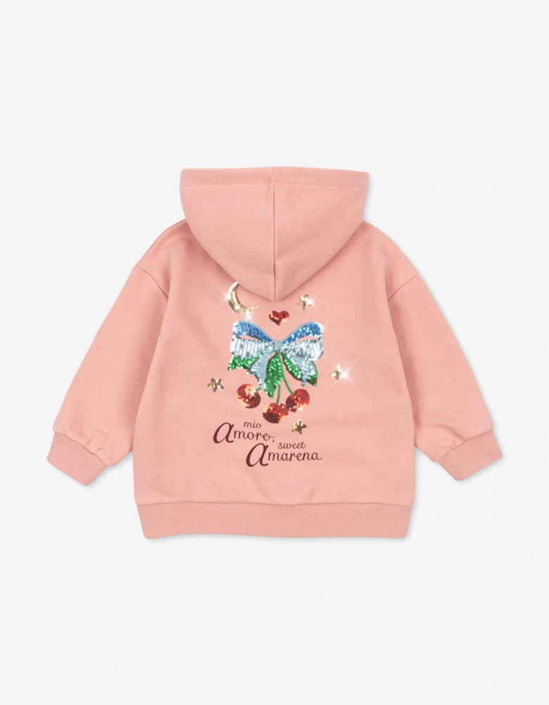 Girls Lou Sequin Zip Up Top in Pink