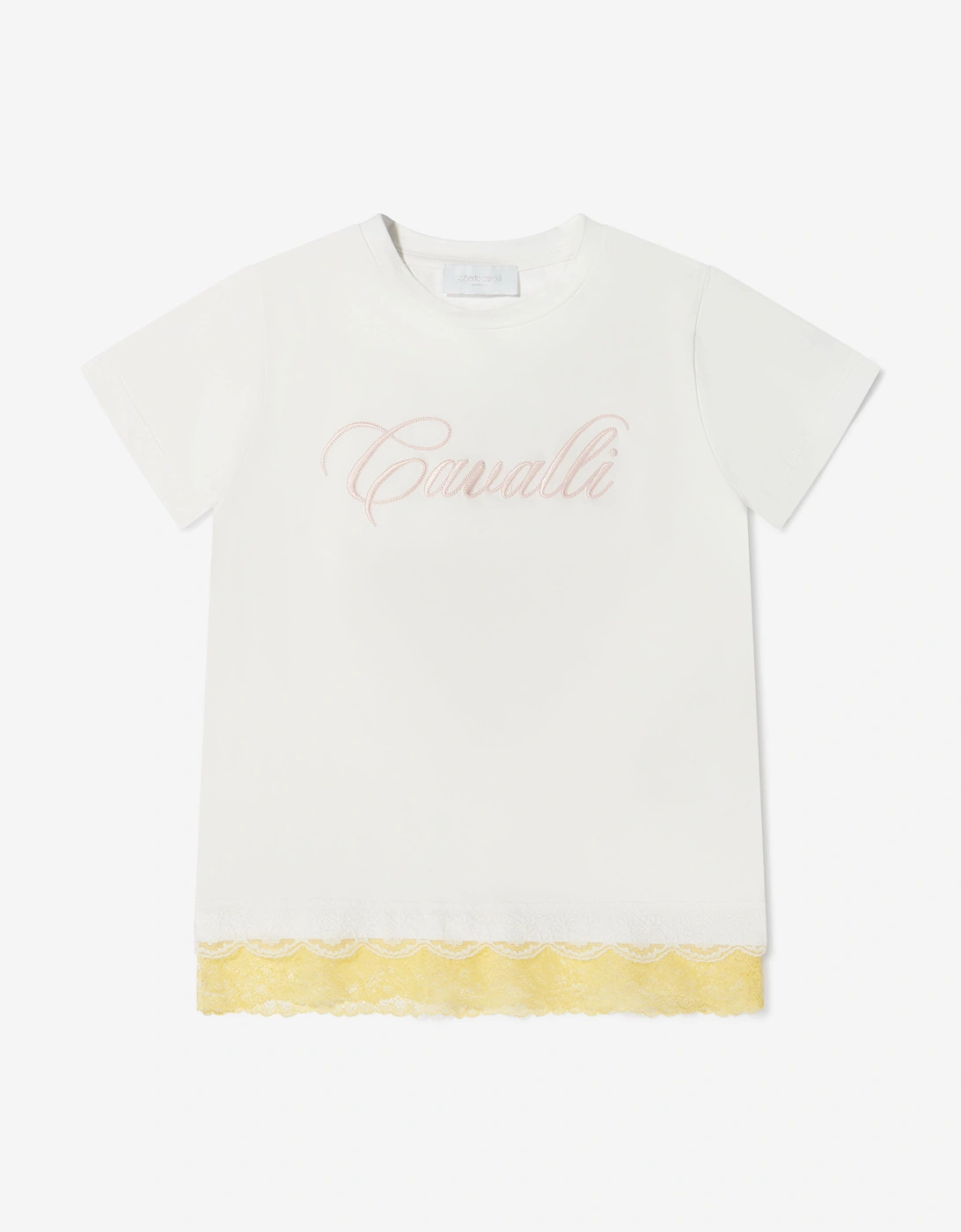 Girls Cotton Logo T-Shirt With Lace Hem