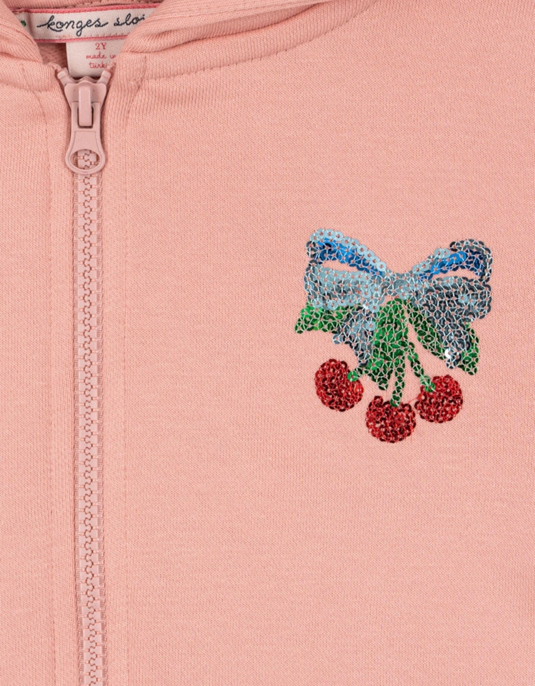 Girls Lou Sequin Zip Up Top in Pink