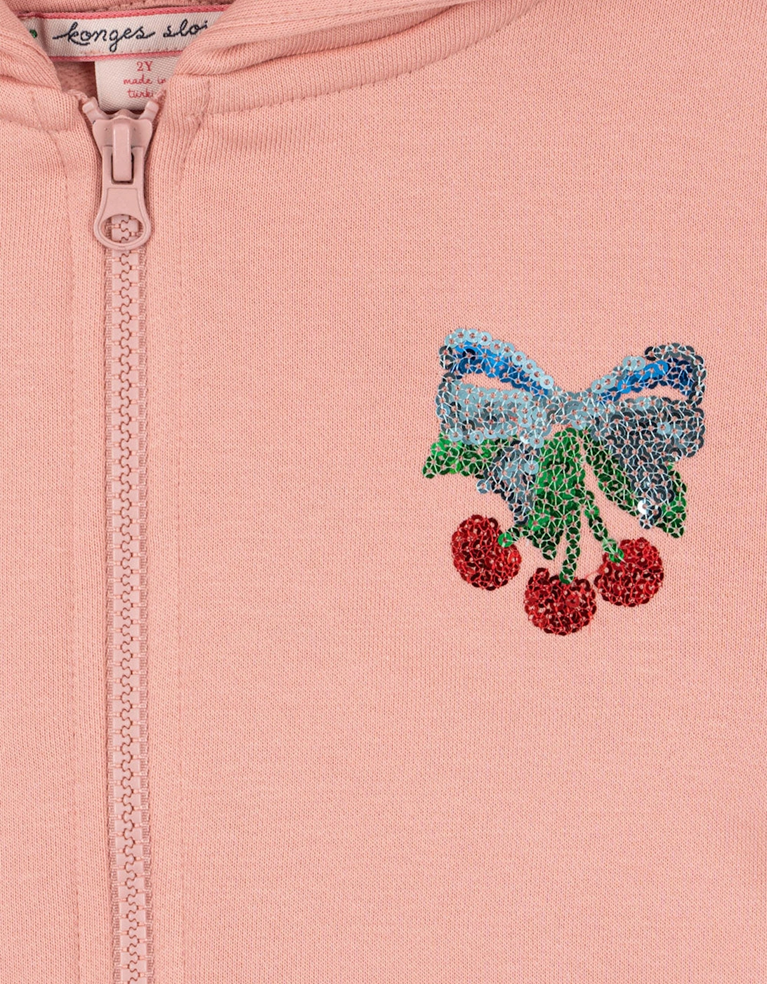 Girls Lou Sequin Zip Up Top in Pink