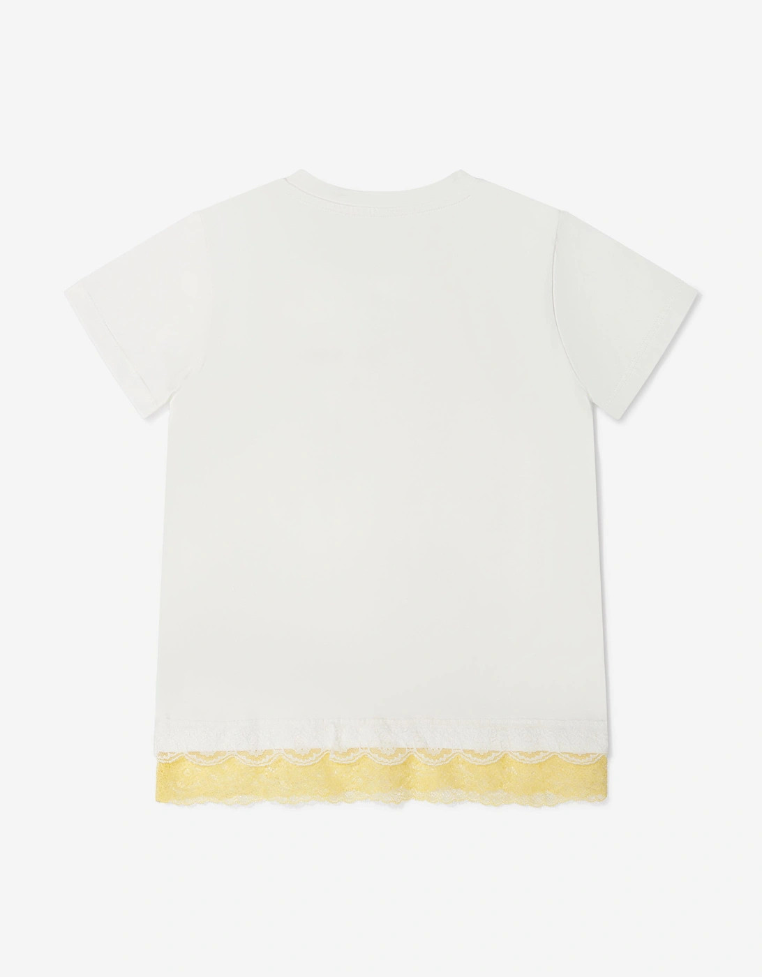 Girls Cotton Logo T-Shirt With Lace Hem