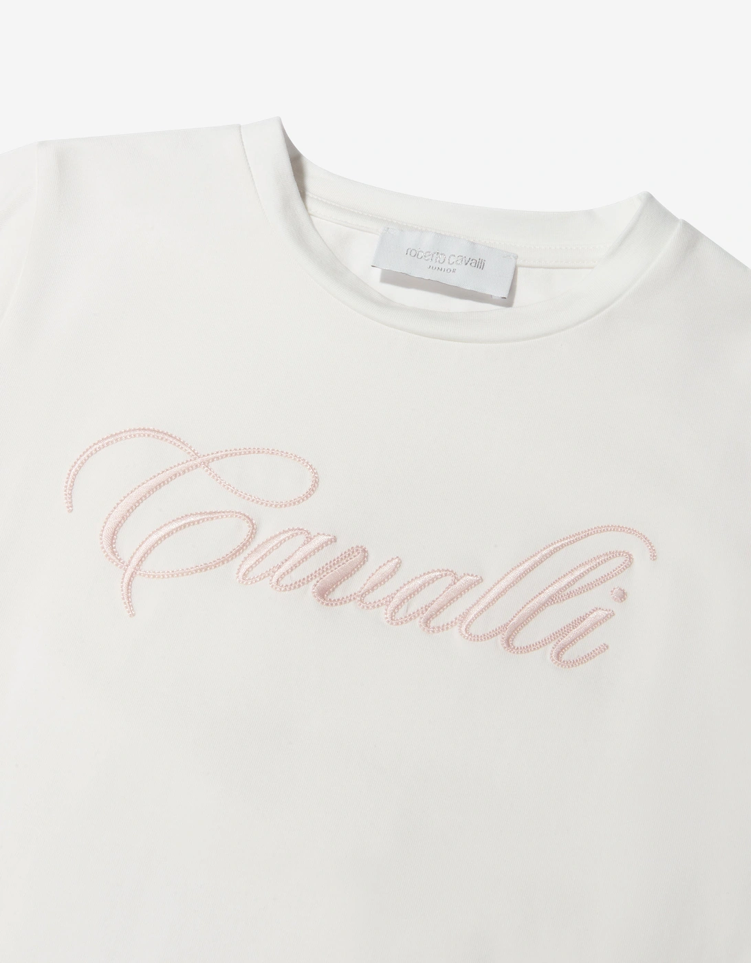 Girls Cotton Logo T-Shirt With Lace Hem