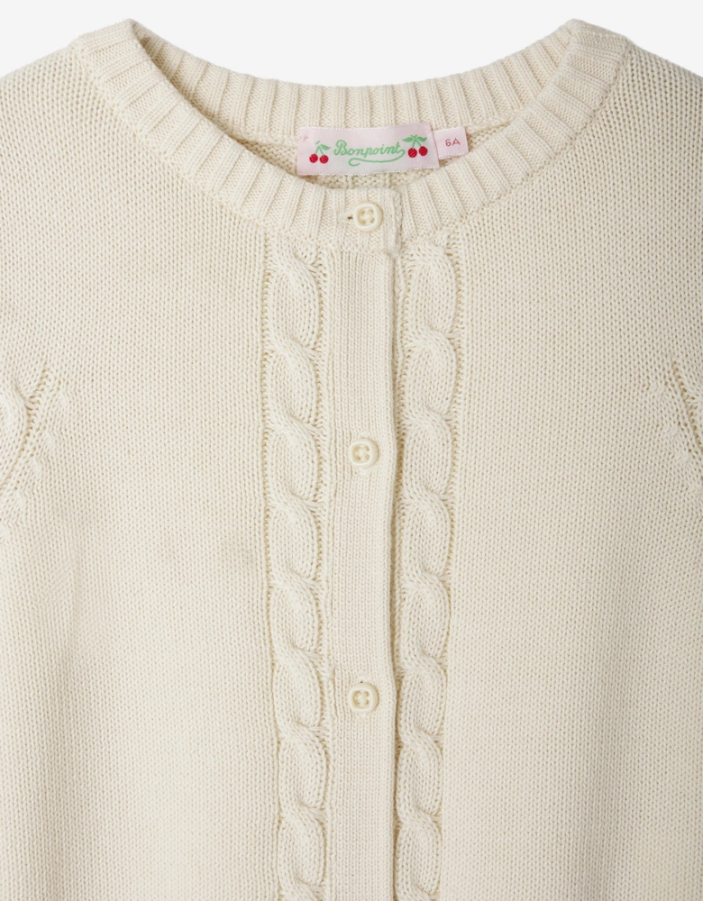 Girls Erini Sleeveless Cardigan in Ivory