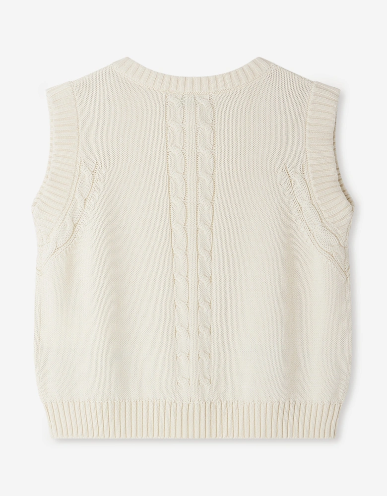 Girls Erini Sleeveless Cardigan in Ivory