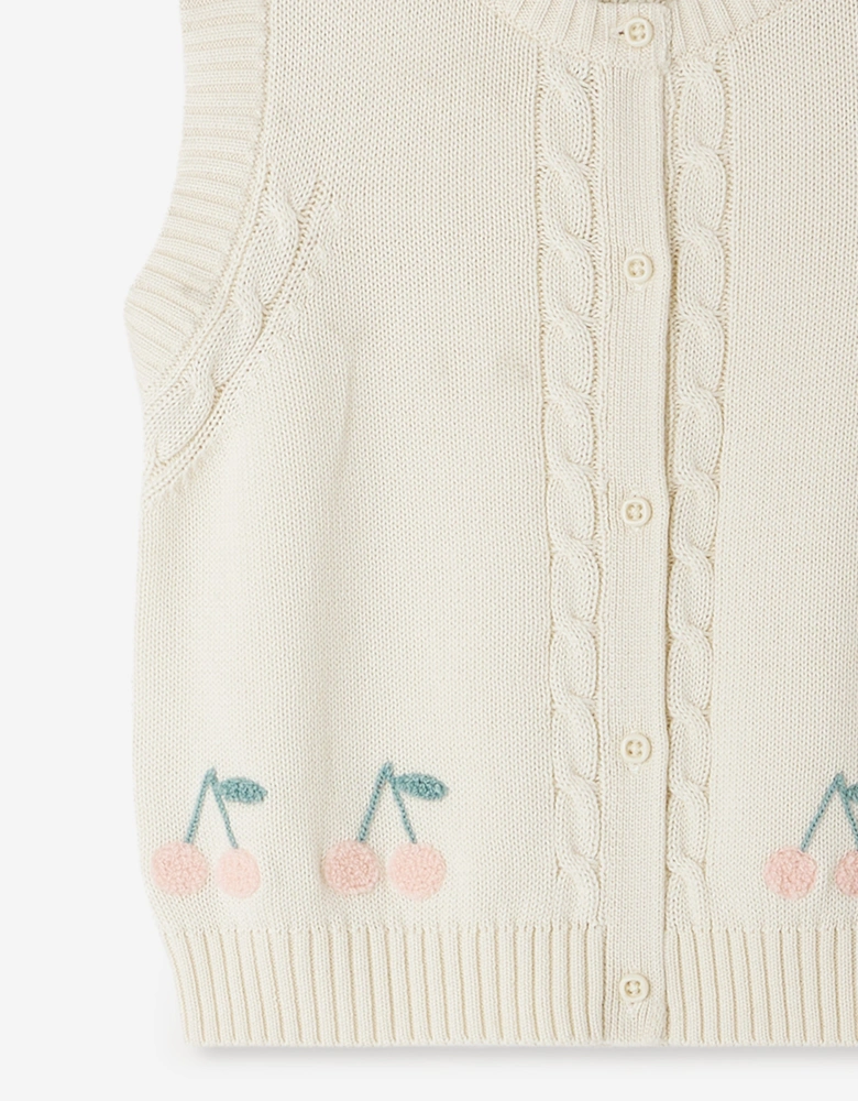 Girls Erini Sleeveless Cardigan in Ivory