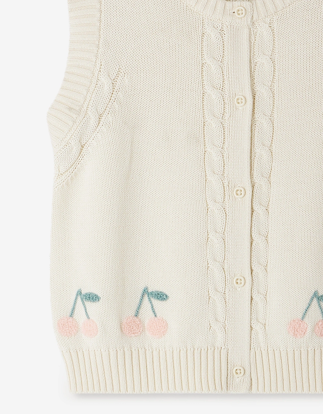 Girls Erini Sleeveless Cardigan in Ivory