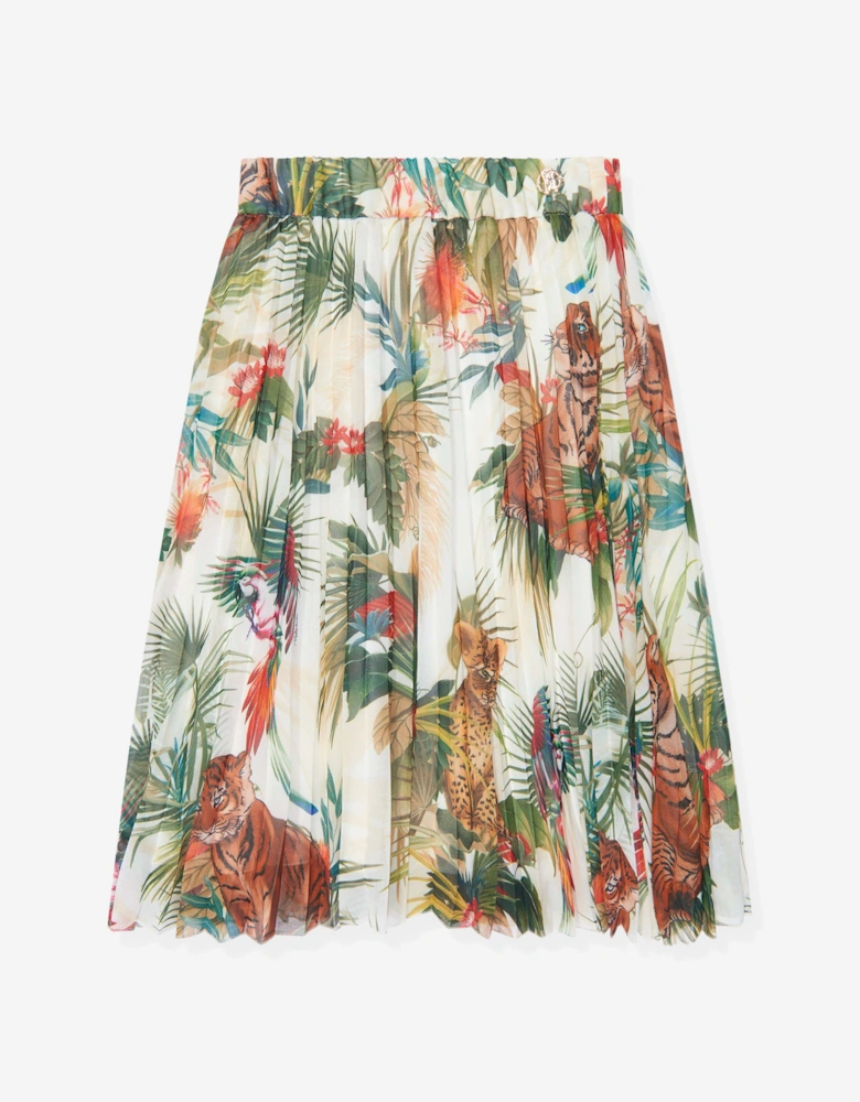 Girls Silk Botany Skirt in White
