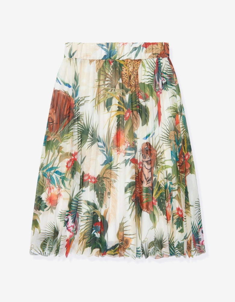 Girls Silk Botany Skirt in White