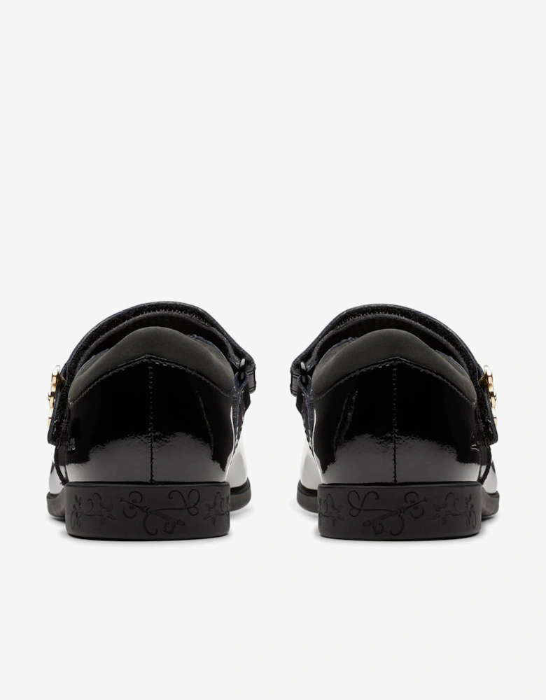 Girls Patent Leather Lock Magic Shoes in Black