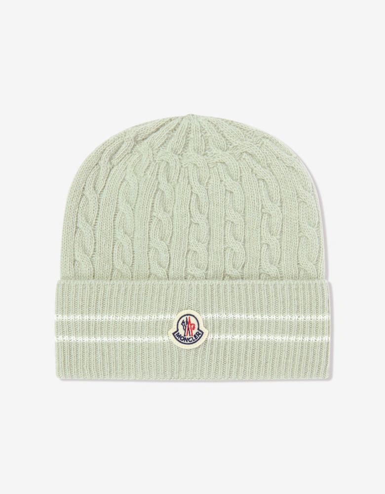 Girls Knitted Beanie Hat in Green