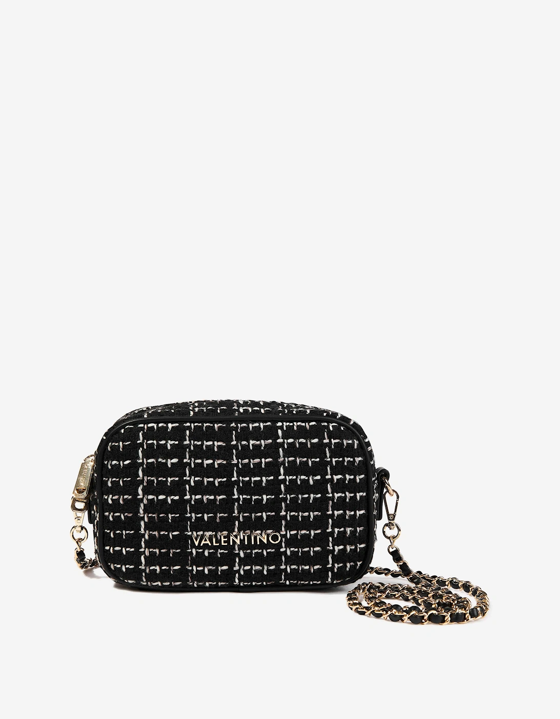 Valentino Girls Tweed Crossbody Bag in Black 20cm Cotton Polyester Blend