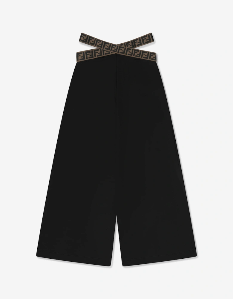 Girls Band Wide Leg Trousers in Black