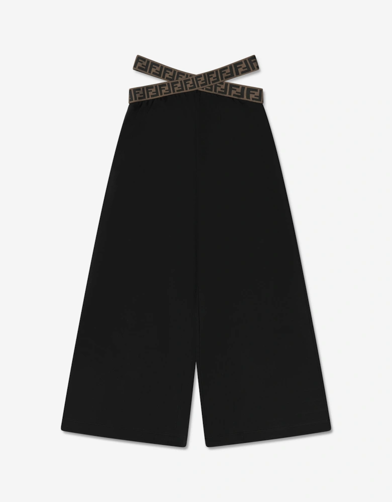 Girls Band Wide Leg Trousers in Black