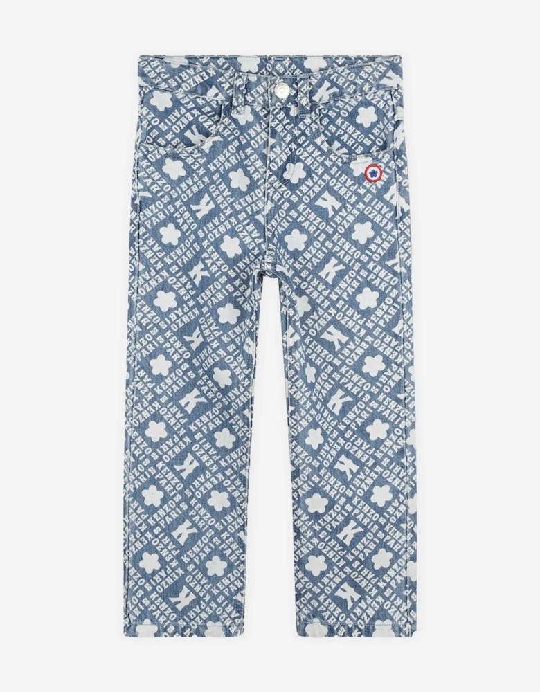Kids Logo Print Jeans in Blue