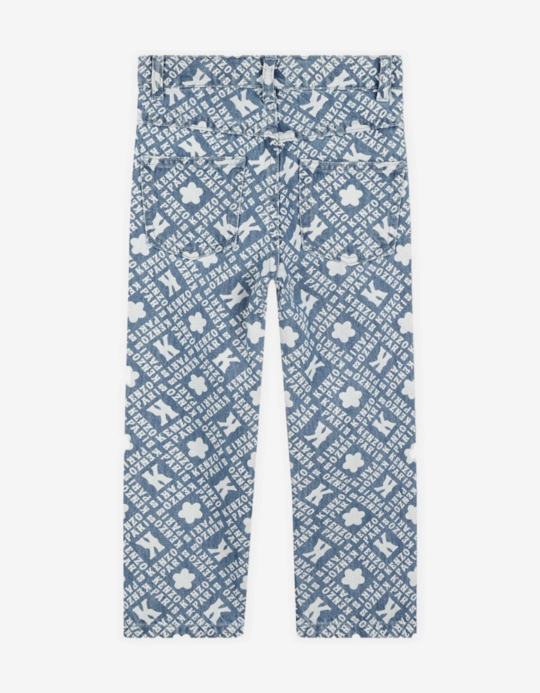 Kids Logo Print Jeans in Blue
