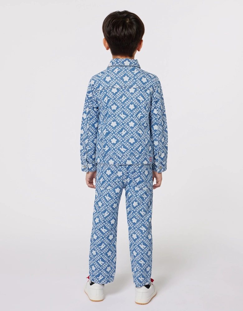 Kids Logo Print Jeans in Blue