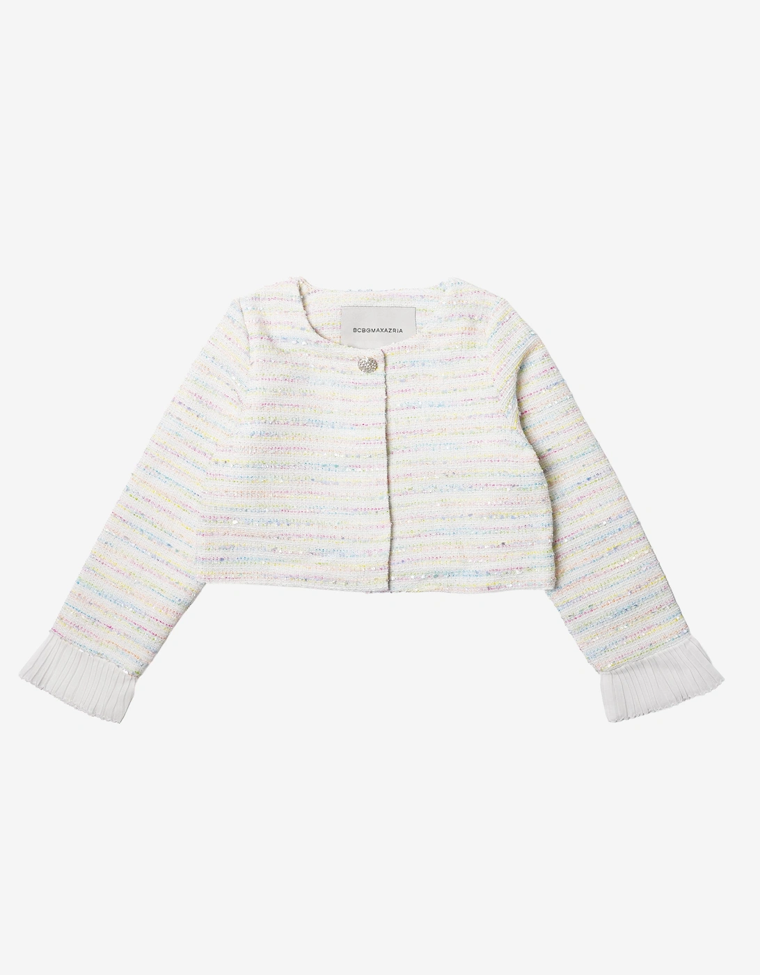 BCBGMAXAZRIA Girls Tweed Jacket in Ivory, 5 of 4