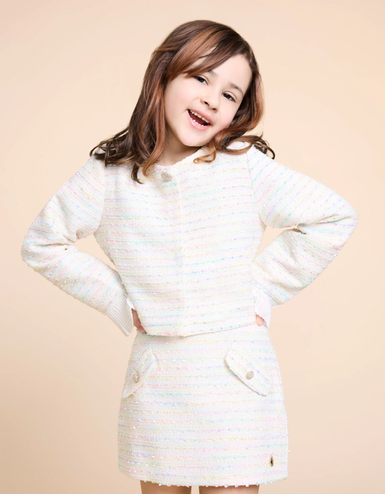 BCBGMAXAZRIA Girls Tweed Jacket in Ivory