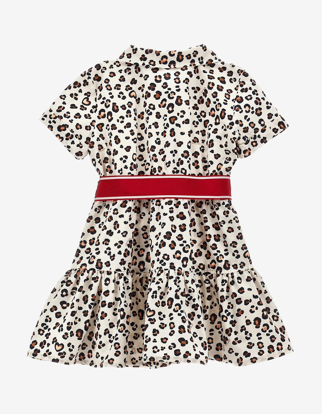 Girls Leopard Shirt Dress in Beige