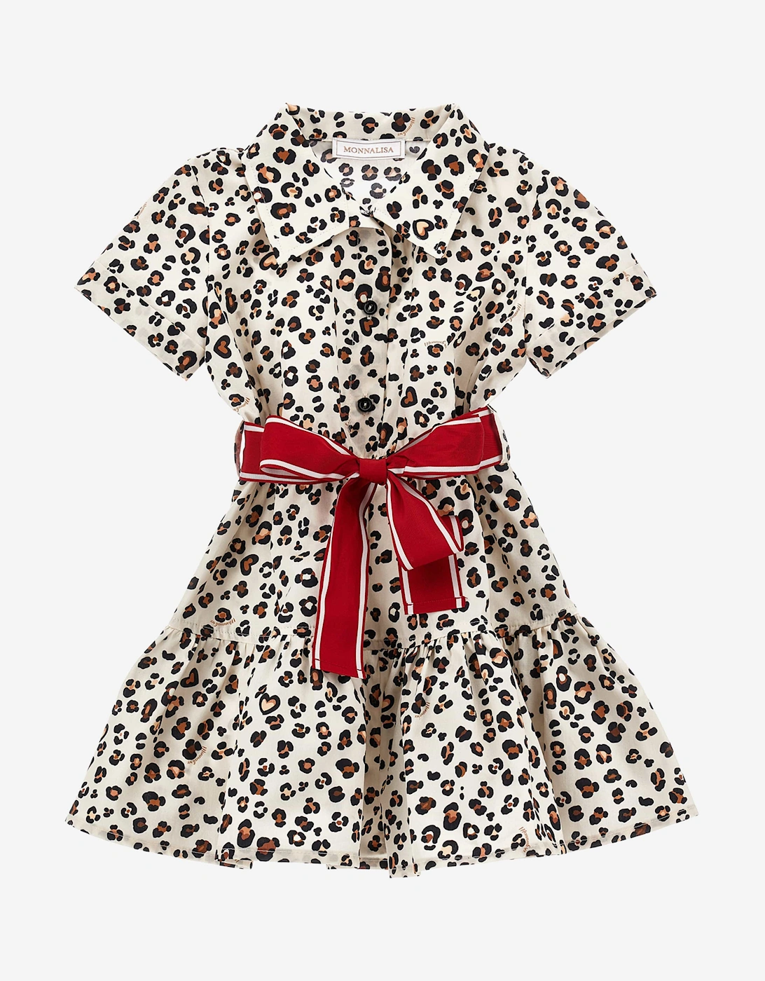 Girls Leopard Shirt Dress in Beige, 6 of 5