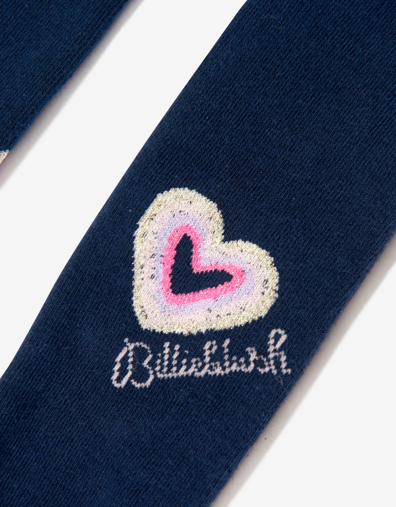 Billieblush Girls Heart Logo Tights in Navy