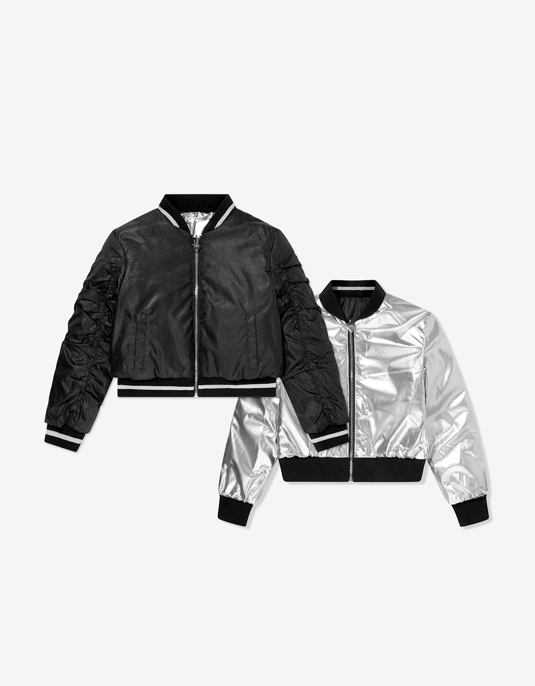 Girls Reversible Padded Bomber Jacket in Black, 5 of 4
