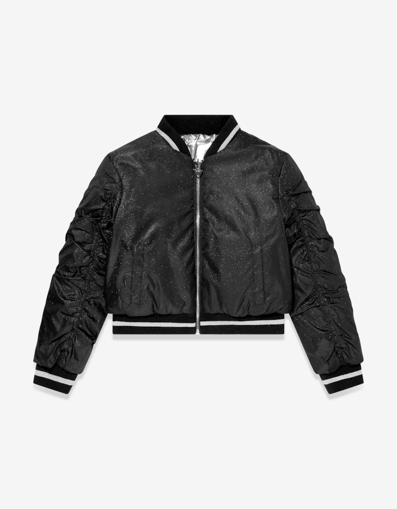 Girls Reversible Padded Bomber Jacket in Black