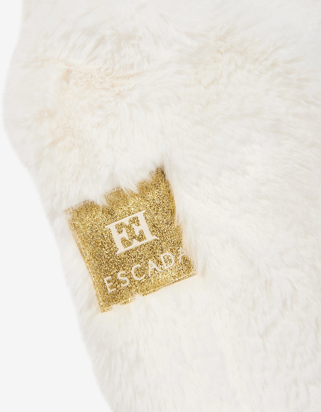 Girls Embroidered Logo Faux Fur Jacket in Ivory