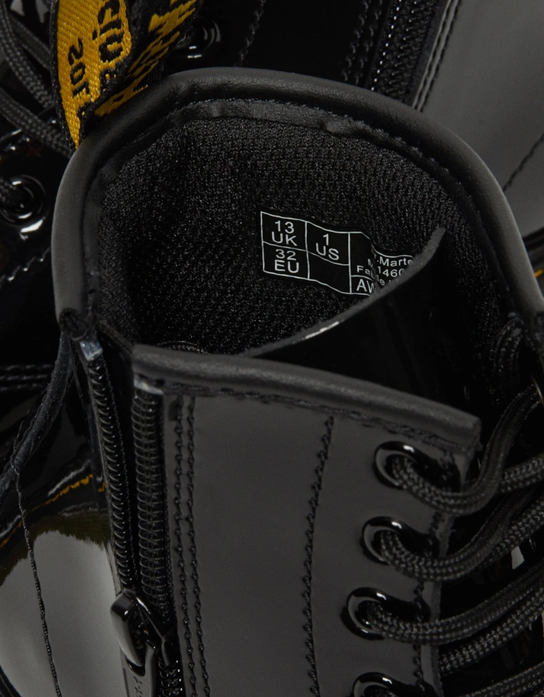 Kids 1460 Patent Leather Lace Up  Boots in Black