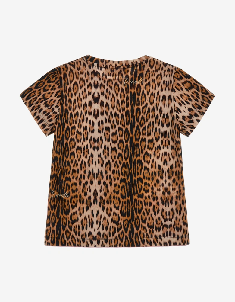 Girls Leopard Heritage T-Shirt in Brown