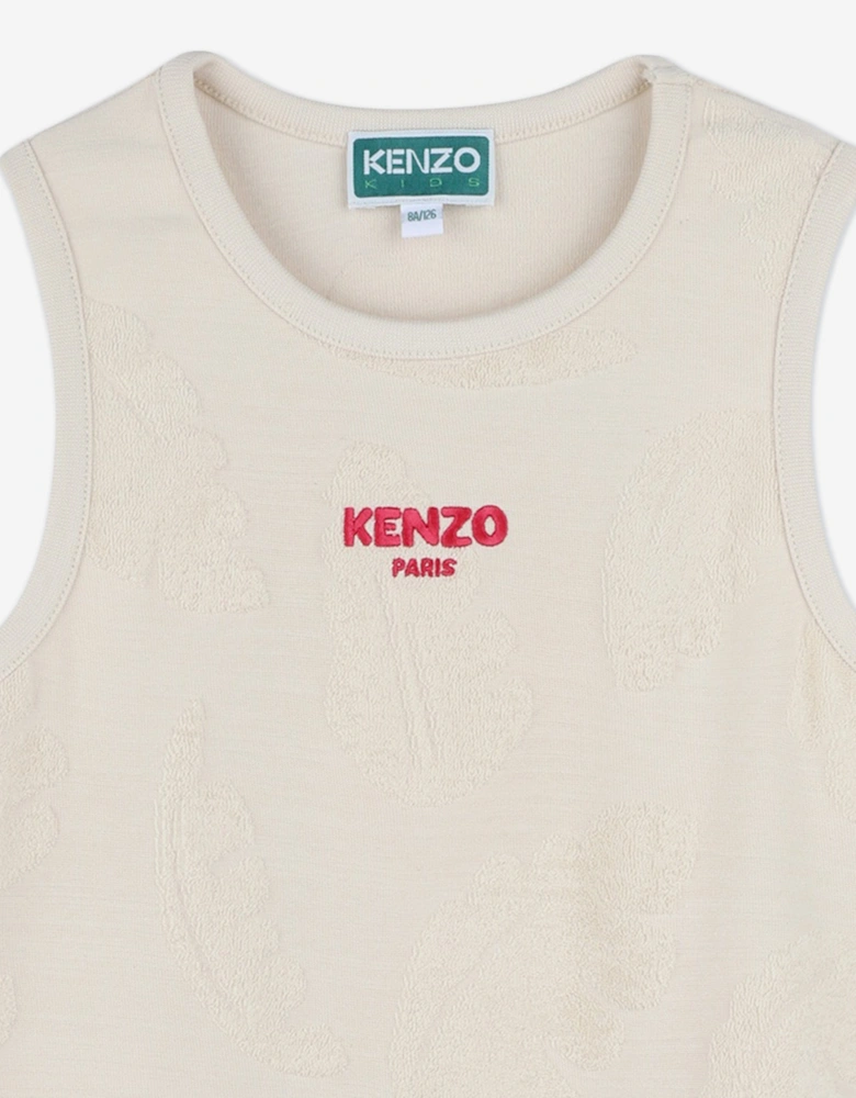 Girls Logo Tank Dress in Beige