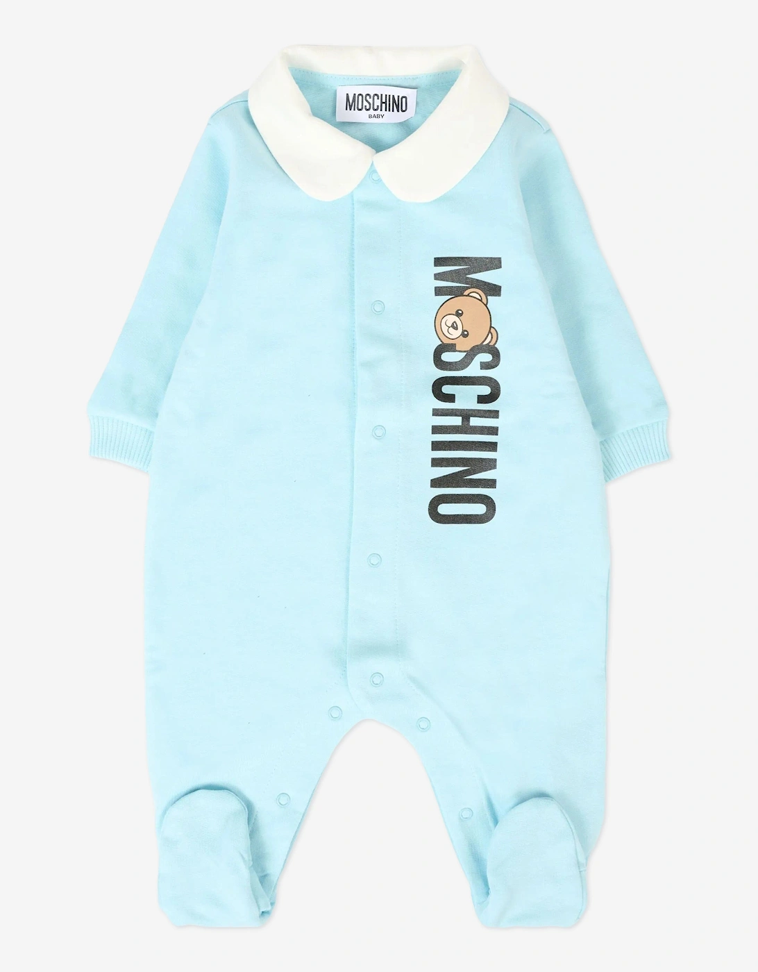 Baby Boys Bear Logo Babygrow in Blue, 5 of 4