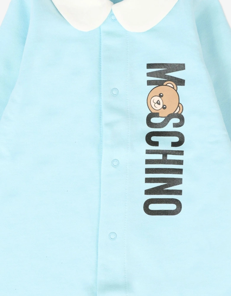Baby Boys Bear Logo Babygrow in Blue