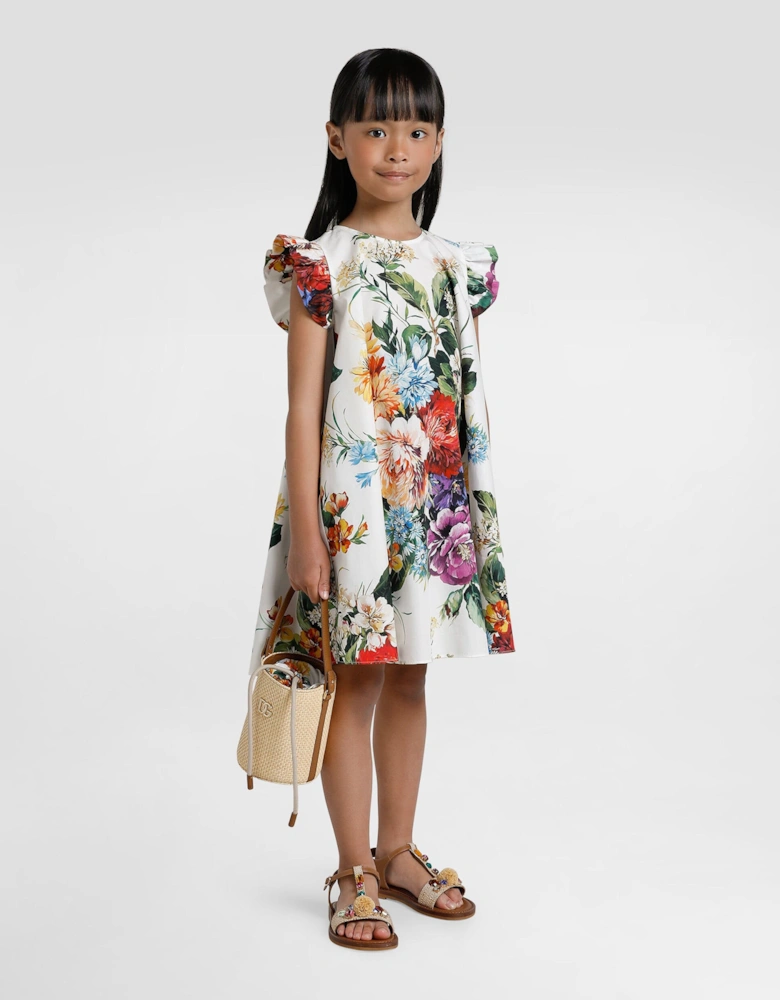 Girls Cottom Floral Dress in Multicolour