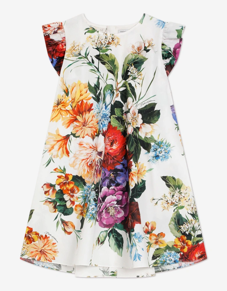 Girls Cottom Floral Dress in Multicolour