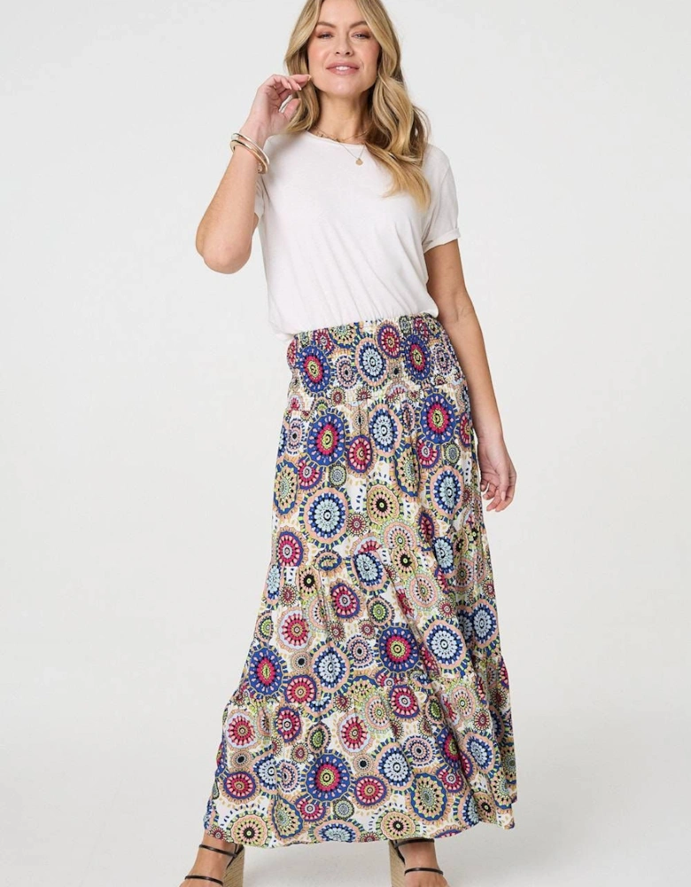 Abstract High Waist Relaxed Maxi Skirt