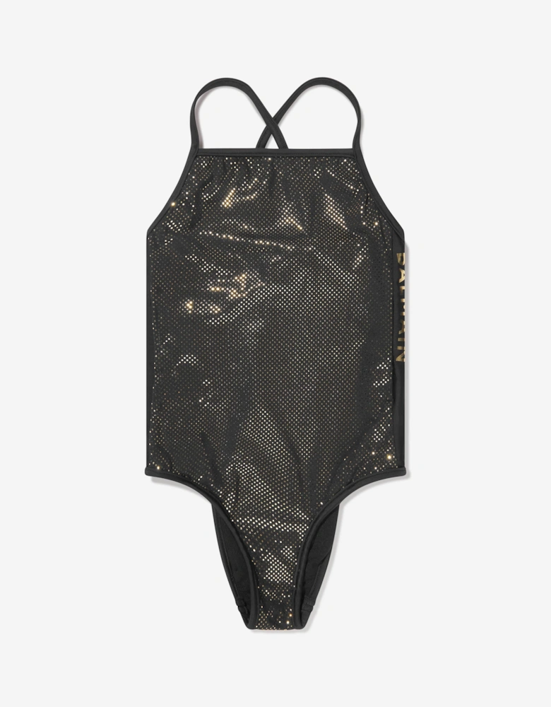 Girls Logo Swimsuit in Black