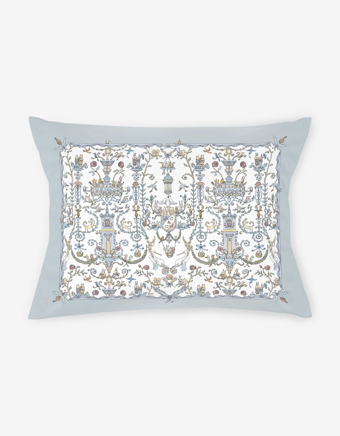 Baby Satin Toile De Jouy & Caitlin Wilson Cushion Cover in Blue (40 cm x 30 cm)